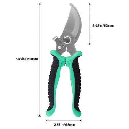 Pruning Shears for Gardening Stainless Steel Garden Hand Shears Heavy Duty Professional Bypass Pruner Hand Shears Green - color: Green