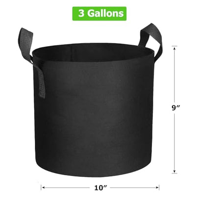 20-Pack 3 Gallon Grow Bags, Heavy Duty Aeration Fabric Pots with Handles,300G Thickened Nonwoven Pots for Plants/Vegetables/Flowers - size: 3 Gallon