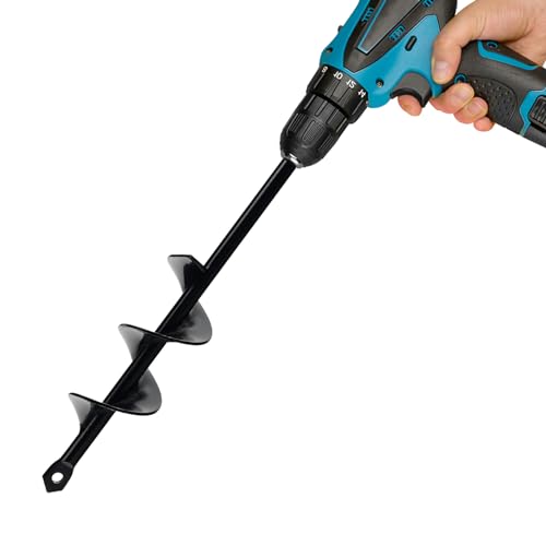 Auger Drill Bit for Planting 1.6 x 9 Inch, Garden Spiral Hole Drill, Bulb Auger, Easy Planter Rapid Planter Bulb & Bedding Plant Auger for 3/8" Hex Drive - size: 1.6" x 9"-Black