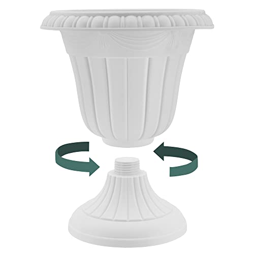 Arcadia Garden Products PL00BG Classic Traditional Plastic Urn Planter, 16” x 18”, Beige - color: Beige, size: 16" x 18"