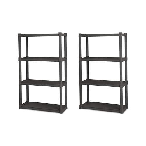 Sterilite 4 Shelf Unit, Heavy-Duty Plastic Utility Storage Rack, 2-Pack - size: 4 Shelf, style: 2 Pack