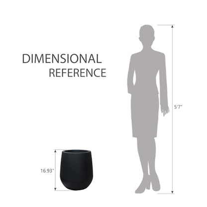16.9" H Large Tall Plastic Black Planter w/ Drainage Holes and Plug - color: Black, size: 16.93"