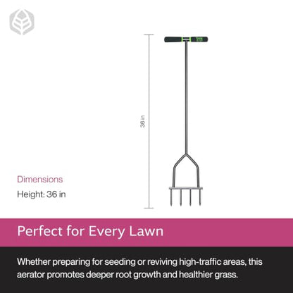 Yard Butler IM-7C Spike Grass Aerator - Lawn Care Tool for Aerating - Long-Handled - Power-Coated Steel Construction - Comfortable Cushioned Handles Garden Tool - Easy to Use - size: 1