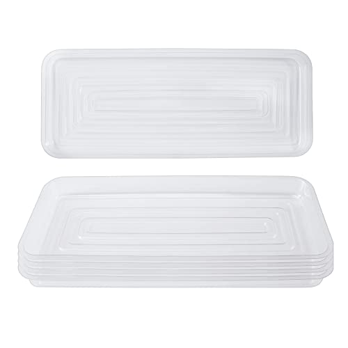Idyllize Rectangular 5 Pieces of 15 by 6 Inch Clear Thick Plastic Heavy Duty Sturdy Plant Saucer Drip Trays for pots, Window Sills and Window Shelf (15"x6") - color: Rectangle, size: 15"x6"