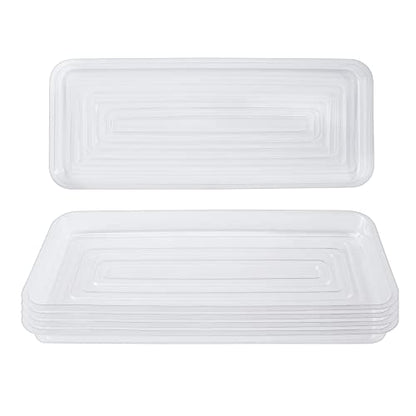 Idyllize Rectangular 5 Pieces of 15 by 6 Inch Clear Thick Plastic Heavy Duty Sturdy Plant Saucer Drip Trays for pots, Window Sills and Window Shelf (15"x6") - color: Rectangle, size: 15"x6"