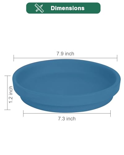 vensovo 8 Inch Steel Blue Terracotta Plant Saucers, 4 Pack Large Clay Trays - color: Blue