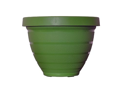 The HC Companies Rings Flower Planter - Self Watering Plant Pots for Herbs & More - Round Lightweight Outdoor & Indoor Planter (16" Dark Green, Pack of 1) - color: Dark Green, size: 16"
