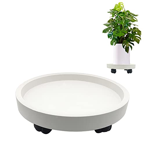 Outdoor Roll Around Plant Caddy with Wheeled Planter Pallet, Heavy Duty Plant Tray Round Planter Trolly for Moving Large Potted Trees,Ceramic Heavy Plants (Large) - color: Large