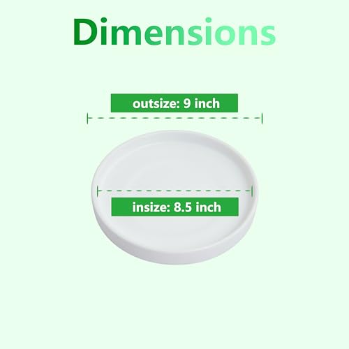 9 Inch Large Ceramic Saucer - Drainage Tray for Plant Pot (Matte White) - color: White, size: 9 Inch