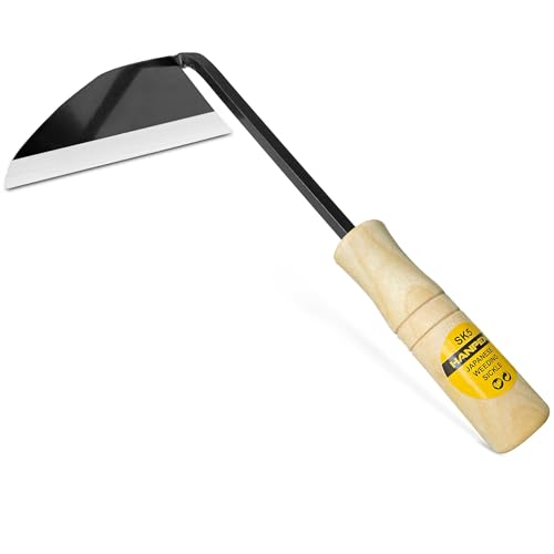 Hanpex Japanese Wide Blade Gardening Tools I Premium Quality Hand Hoes/Weeding Sickle Have Very Sharp Edge for Quick Work - style: Long Handle