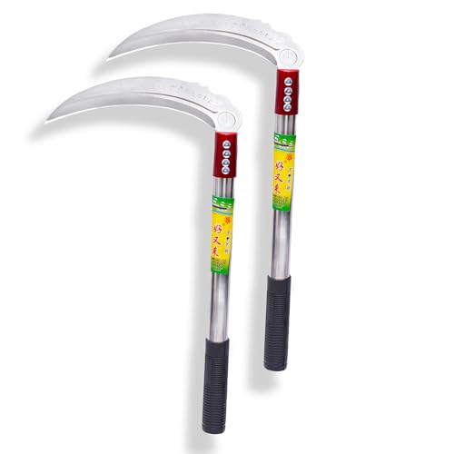 2pcs 450mm Stainless Steel Billhook Brush Clearing Sickle - size: 2pce 17.32in/440mm Stainless steel