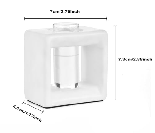 ORGJ Ceramic Propagation Station - 2-in-1 Water Propagation Vase & Aroma Diffuser for Plants, Geometric Propagation Tubes with Plant Rooting Containers, Modern White Decor - color: White Square