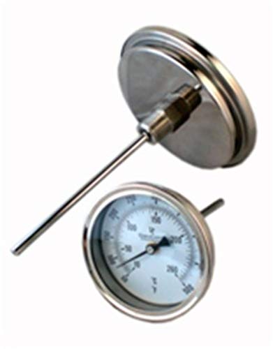 Industrial Bimetal Thermometer, 3" Face x 2-1/2" Stem, 0-250°F, S.S. Case - size: [2-1/2" Stem, 0-250°F]