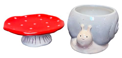 Streamline Imagined Ceramic Planter Pot - Snail & Mushroom - color: Snail & Mushroom