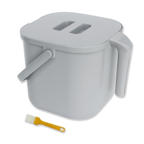 DrDirt 1.85-Gallon Countertop Compost Bin with Removable Strainer, Gray