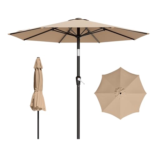 AreShark 9FT Outdoor Patio Umbrella with Tilt and Crank, Beige - color: Beige, size: 9ft