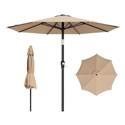 AreShark 9FT Outdoor Patio Umbrella with Tilt and Crank, Beige - color: Beige, size: 9ft