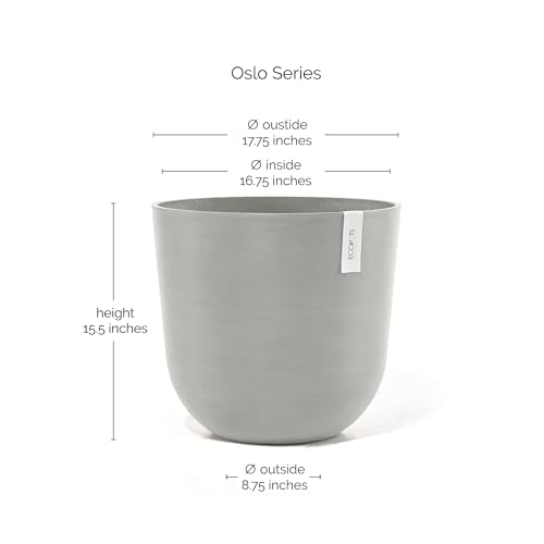 Ecopots Oslo Round Flower Planter, White Grey, 17.75" - color: White Grey, size: 17.5"