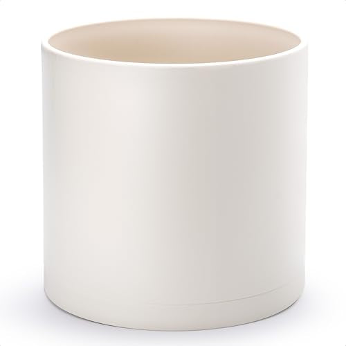 D'vine Dev Plastic Planter Pot with Saucer, 14 in, Oatmeal, 74-X-H-4 - color: Oatmeal, size: 14 Inch