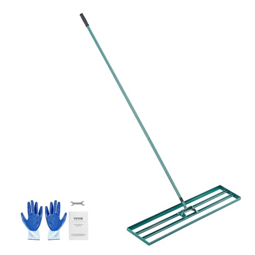 VEVOR Lawn Leveling Rake, 48""x10"" Level Lawn Tool, Heavy-Duty Lawn Leveler with 78"" Steel Extended Handle, Yard Leveling Rake Suit for Garden, Golf Lawn, Farm, Green - size: 48x10 in, style: Classic: Alloy