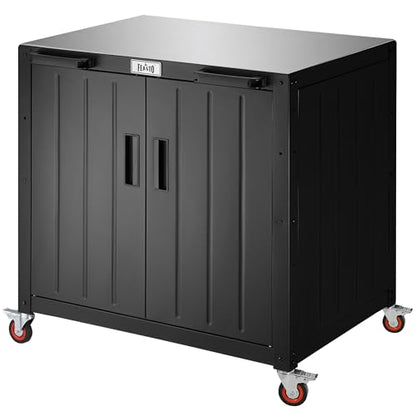 Feasto Modular Outdoor Kitchen Island with Storage and Stainless Steel Top - size: Outdoor Table