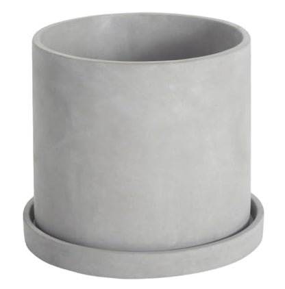 Ekirlin 7 Inch Plant Pot Indoor, Grey Cement Garden Planters with Drain Hole & Saucer Tray, Modern Succulents Containers Flower Pots for Home Decor, Outdoor, Office and Most Plants - size: 6.7 inch
