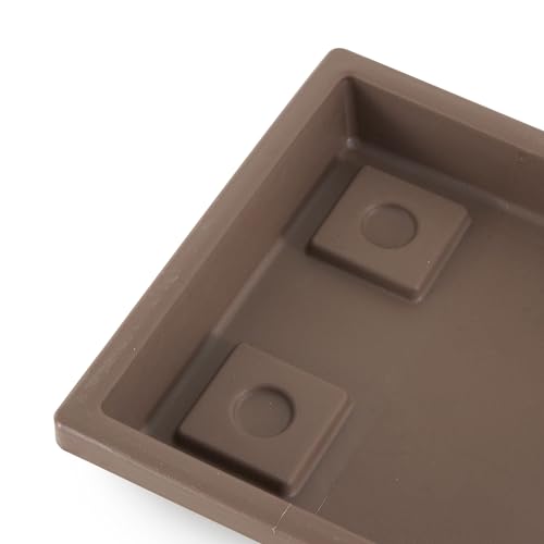 The HC Companies Akro Mils Farmhouse Venetian 24 Inch Rectangular Plastic Ridged Flower Box Plant Saucer Drip Tray, Chocolate (4 Pack)