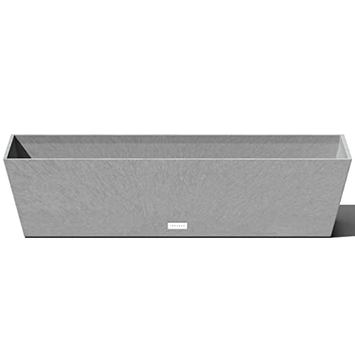 Veradek Pure Series Window Box Planter - Tapered Outdoor Planter - color: Gray, size: 36 inch