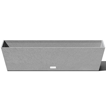 Veradek Pure Series Window Box Planter - Tapered Outdoor Planter - color: Gray, size: 36 inch