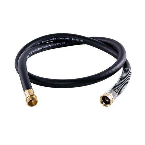 Guitrees Leader Garden Hose 5ft x 3/4", Heavy Duty Short Water Hose, Male to Female Fittings, Five Layered Braiding for Durability, 1000PSI Burst, 300PSI Working (Black) - color: Black, size: 3/4 5FT Male to Female