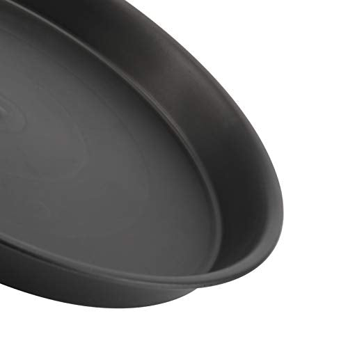 KEILEOHO 15 Pack 12 Inch Plant Saucer, Heavy Duty Round Plastic Plant Saucer with Plant Labels, Flower Plant Pot Tray, Planter Water Catcher Trays for Indoor Outdoor Use, Black