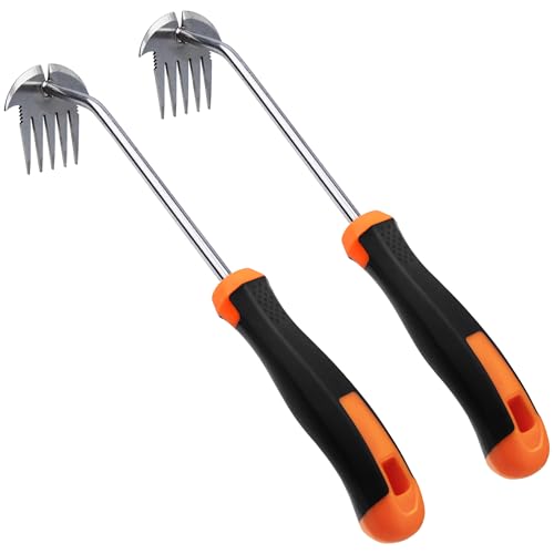 2PCS Weed Puller Tool, Upgraded Durable Garden Weeder, Portable Garden Weed Pulling Tool with 5 Teeth Head Design and Rubber Handle for Vegetable Gardening Backyard - size: 2Pk