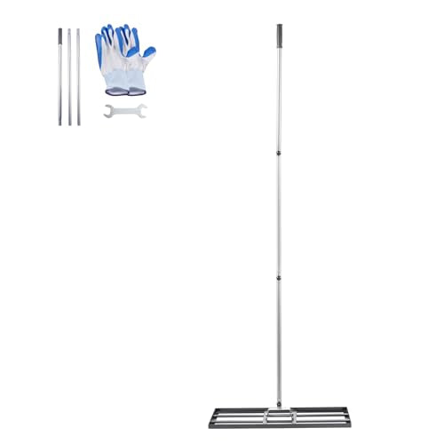VEVOR Lawn Leveling Rake, Lawn Leveler with 83.9 in Handle, 30x10 in Ground Plate, Rust-Resistant Carbon Steel Soil Leveler, 3 Heights Adjustable, Effort Saving Lawn Leveling Tool for Yard Golf Court - size: 30x10 in, style: Classic: Carbon Steel