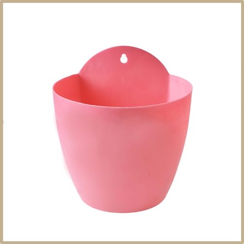 7 Pack Plastic Pink Black Self Watering Pots Wall Hanging Planters for Balcony Living Room Courtyard