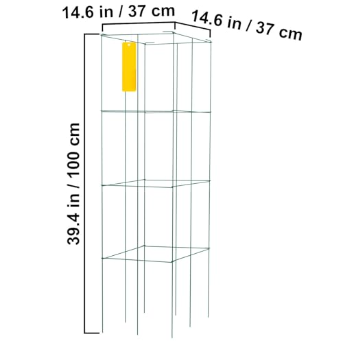 Happybuy Tomato Cages - 14.6" x 14.6" x 39.4". 6 Packs Square Plant Support. Green PVC-Coated Steel for Vegetables, Plants, Flowers, Fruits