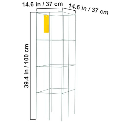 Happybuy Tomato Cages - 14.6" x 14.6" x 39.4". 6 Packs Square Plant Support. Green PVC-Coated Steel for Vegetables, Plants, Flowers, Fruits