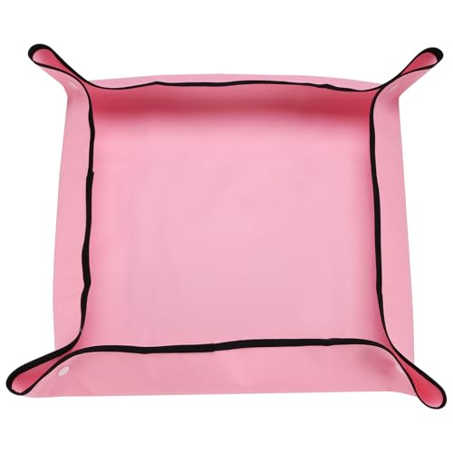 HARFINGTON Repotting Mat 19.7" x 19.7" Oxford Cloth Waterproof Plant Repotting Mat Foldable Portable Gardening Potting Tray with Plastic Buckle for Indoor Plant Change Soil, Pink - color: Pink