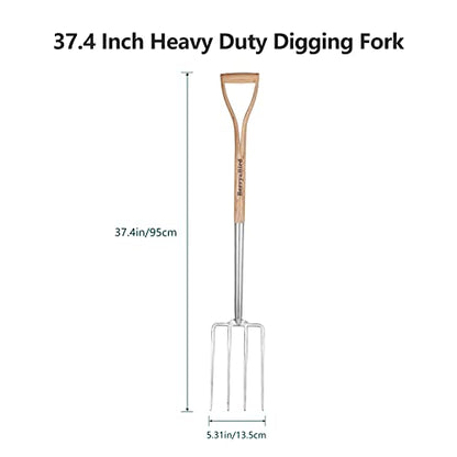 Garden Digging Fork, 37.4" Stainless Steel Garden Pitchfork