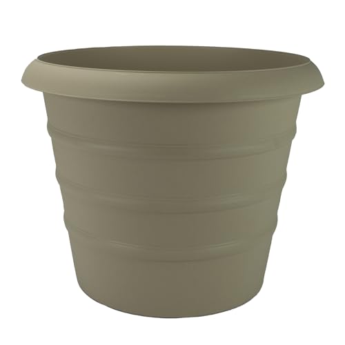 The HC Companies 16 Inch Marina Planter Lightweight Indoor Outdoor Plastic Plant Pot for Herbs and Flowers, Mocha - color: Mocha, size: 16"