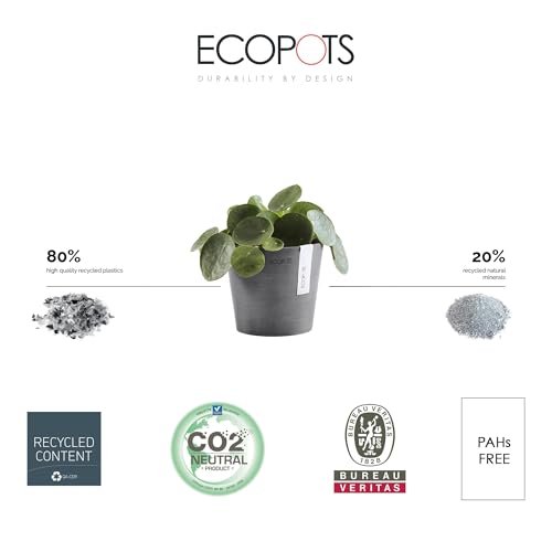 Ecopots Amsterdam Mini Round Flower Planter, Grey, 5" - color: Gray, size: 5 Inches