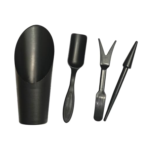 Garden Shovel Hand Tools Transplanting Potting Bonsai Soil Scoop Plastic Succulent Kits,Mini Garden Plant Care Shovel Soil (Black) - color: Black