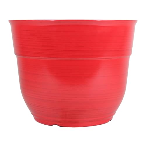 Garden Elements Indoor/Outdoor Glazed Brushed Happy Plastic Planter, Large, Bright Red, 15" - color: Bright Red