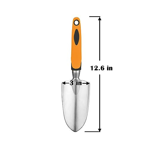 Garden Tool Shovel for Digging Gardening Trowel for Lawn Planting Alloy Spade Plastic Handle Anti Slippery - color: Orange