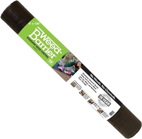 Rocky Mountain Goods Weed Barrier Fabric - Thick 15 Year Heavy Duty Black Weed Blocker Landscape Fabric for Garden, Flower Beds, Trees - Ground Cover - Under Rocks or Mulch (6' x 50') - size: 6' x 50'