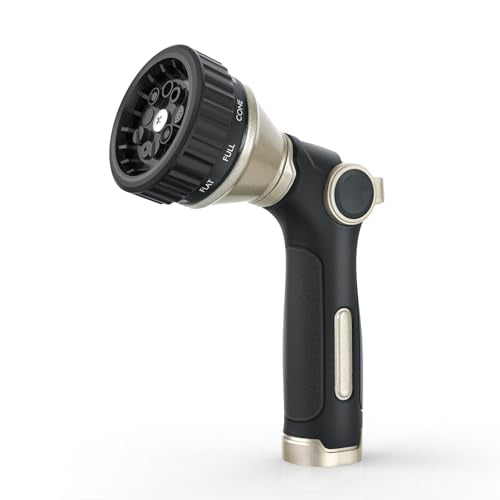 RESTMO Water Hose Nozzle Heavy Duty, Adjustable Hose Sprayer Thumb Control - color: Black