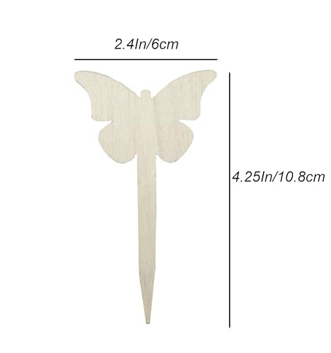 100 Pcs Wood Plant Labels, Natural Wooden Plant Marker Garden Sign Tags, Butterfly Type Garden Markers for Succulents, Herbs, Seedlings, Potted, Flowers, Vegetables (Butterfly) - style: Butterfly