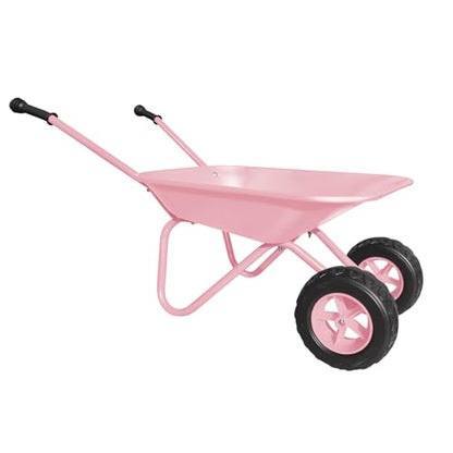 Pink Wheelbarrow for Kids Toddler Gardening Tool 2 Wheel Wheelbarrow(pink) - color: Pink