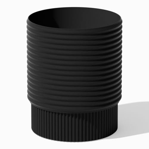 Veradek Mod Series Medium Planter - Round Outdoor Planter with Shelf - color: Black, size: 17 inch