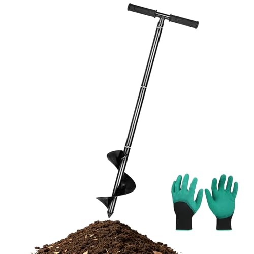 M METERXITY Compost Turning Tool 33.4 Inch Compost Stirring Tool Manual Lawn Aerators Mixing Tool for Gardening Bed/Plant Box/Outdoor Tumbler Bins Bags [Black]