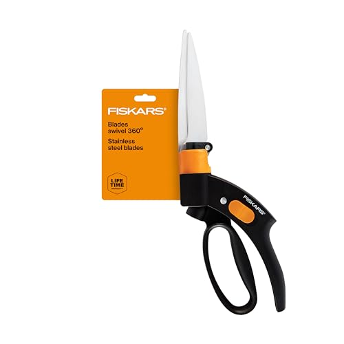 Fiskars 5" Shear Ease Grass Shears, Grass Clippers for Lawn & Garden - style: Rotating - Spring Action